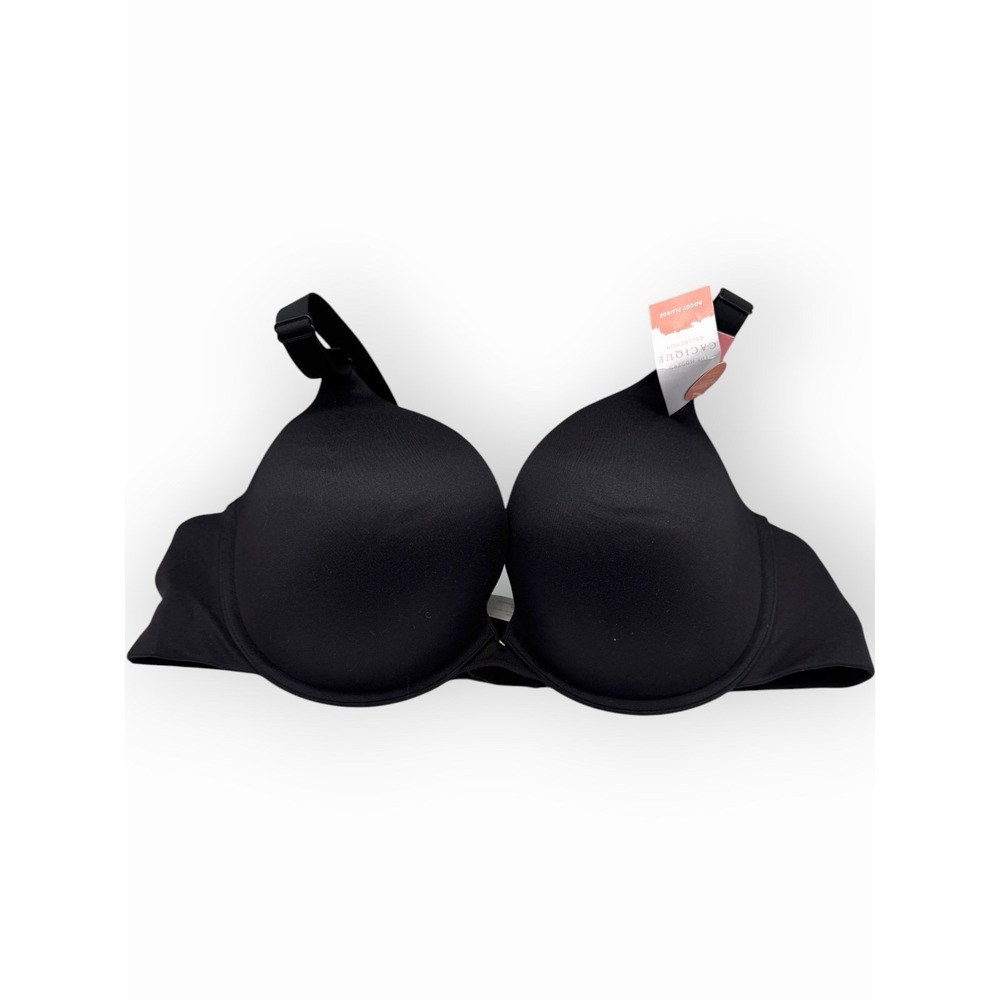Cacique Lane Bryant Boost Plunge Push Up Underwire Black Bra Lined Padded 46C